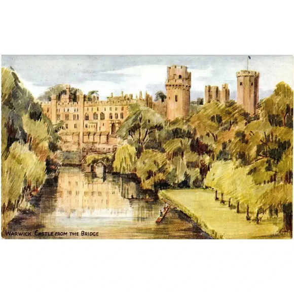 Warwick Castle from the Bridge UK Postcard - Picture 1 of 2